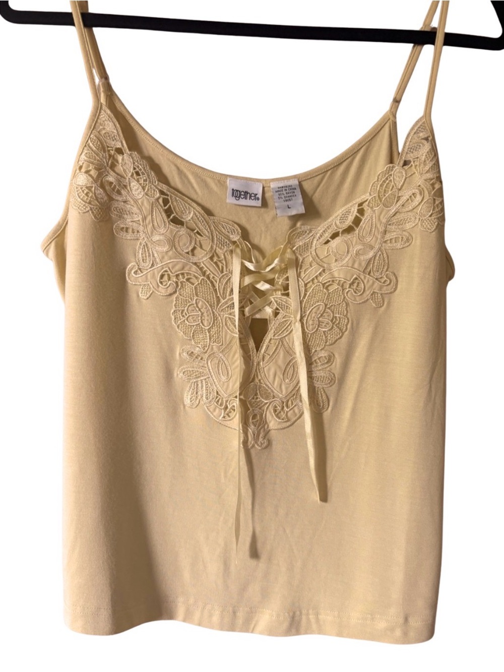 Together Light Yellow Lace-Up Camisole Tank